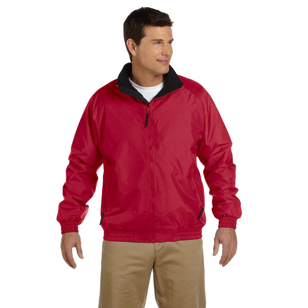 Harriton Men's Red/Black Fleece-Lined Nylon Jacket