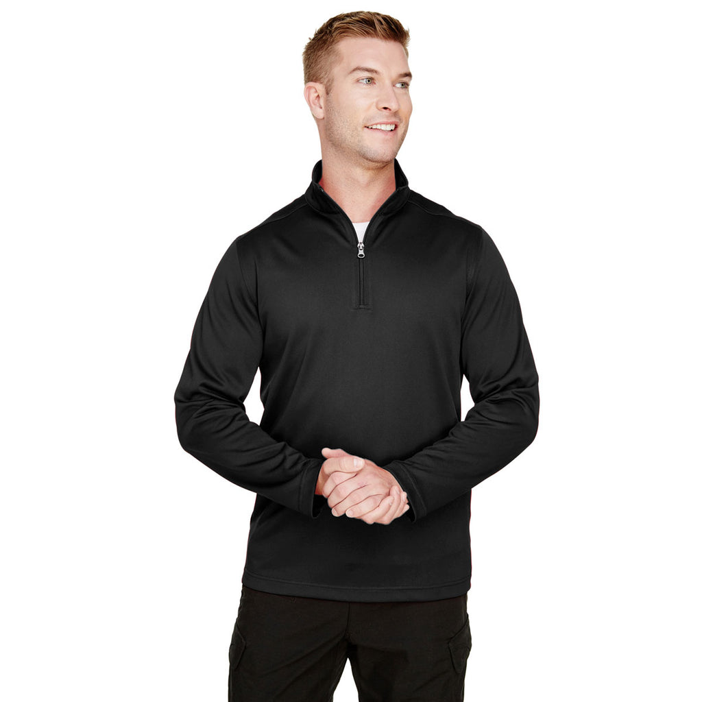 Harriton Men's Black Advantage Snag Protection Plus Quarter-Zip