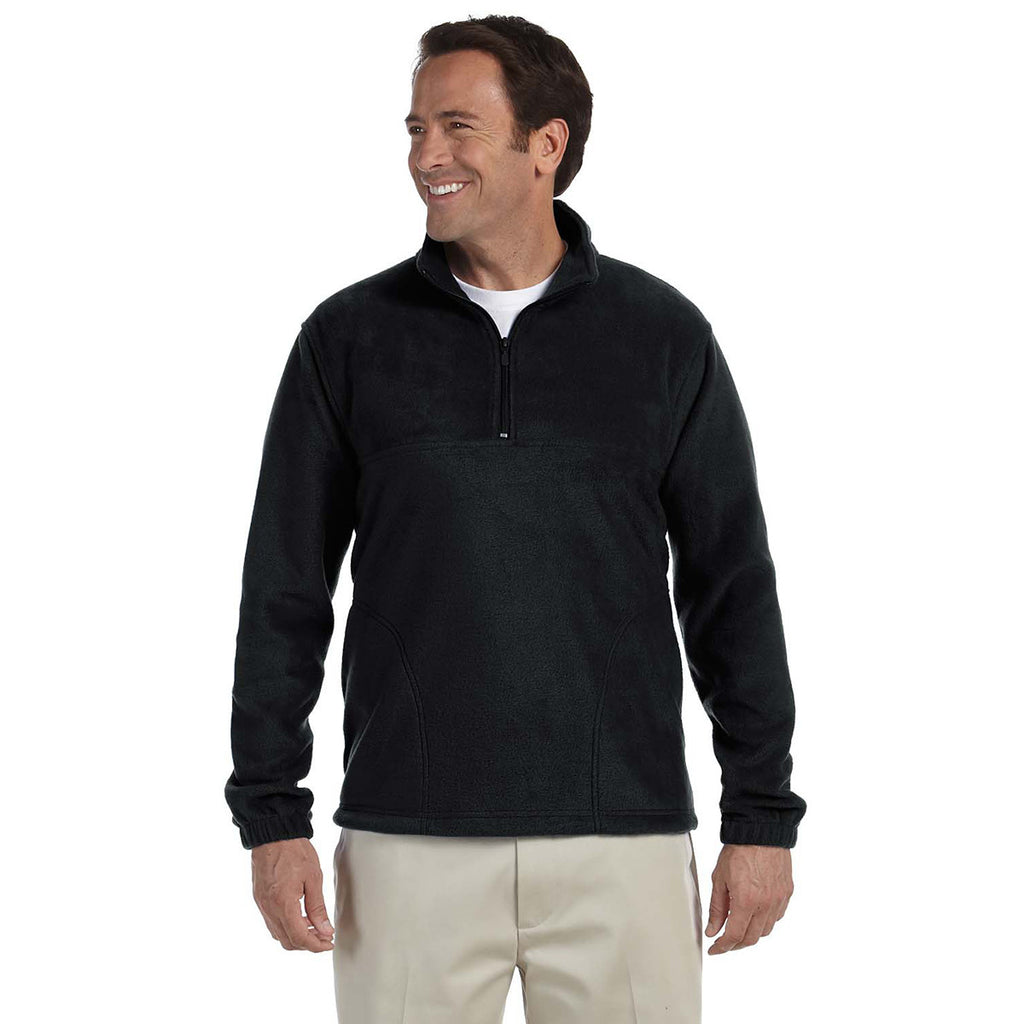 Harriton Men's Black 8 oz. Quarter-Zip Fleece Pullover