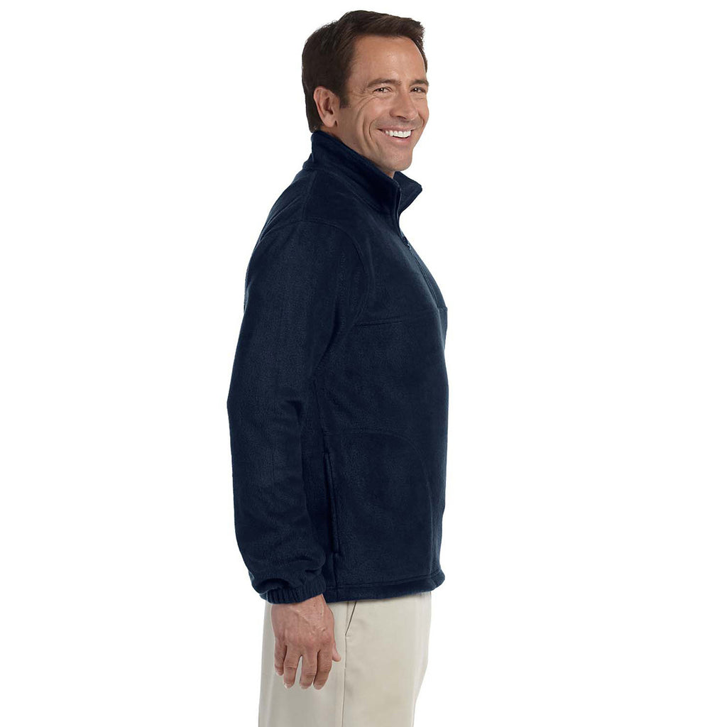 Harriton Men's Navy 8 oz. Quarter-Zip Fleece Pullover