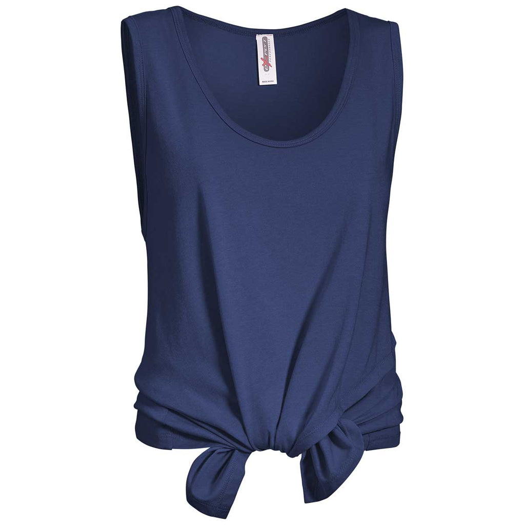 Expert Women's Navy American Moca Tie Front Tank