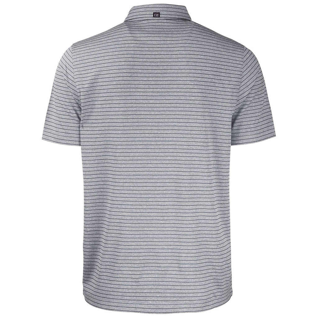 Cutter & Buck Men's Black Heather Forge Eco Heather Stripe Stretch Recycled Polo