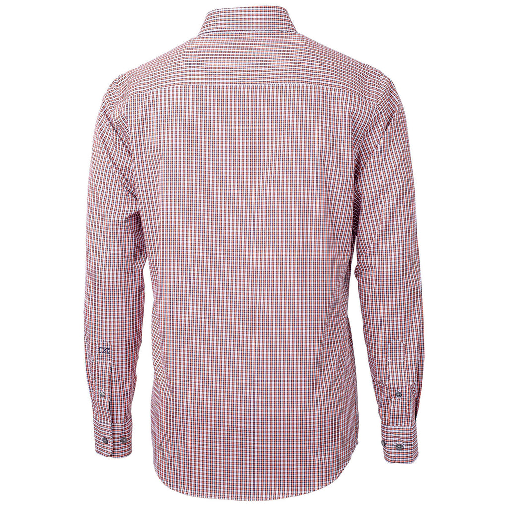 Cutter & Buck Men's College Orange Versatech Multi Check Stretch Long Sleeve