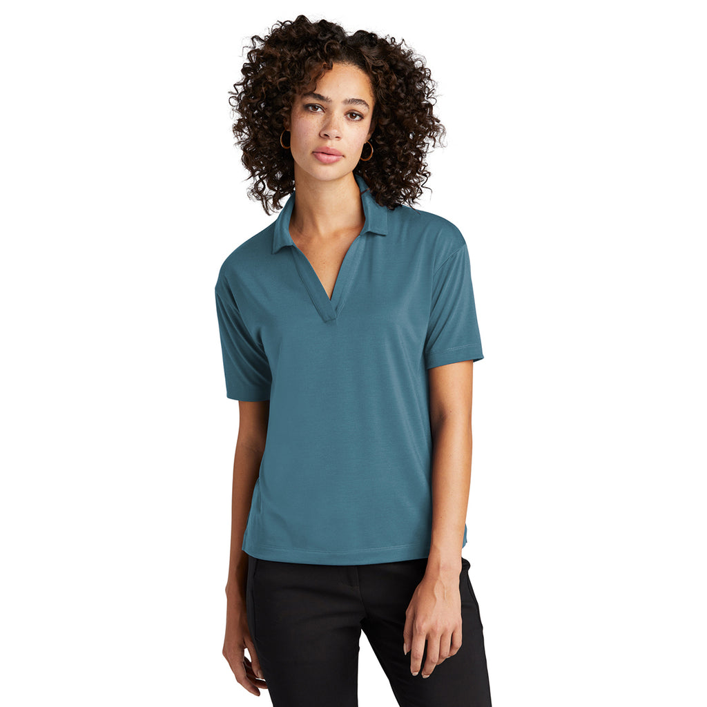 Mercer+Mettle Women's Parisian Blue Stretch Jersey Polo