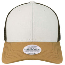 Legacy White/Caramel/Brown Mid-Pro Snapback Trucker Cap