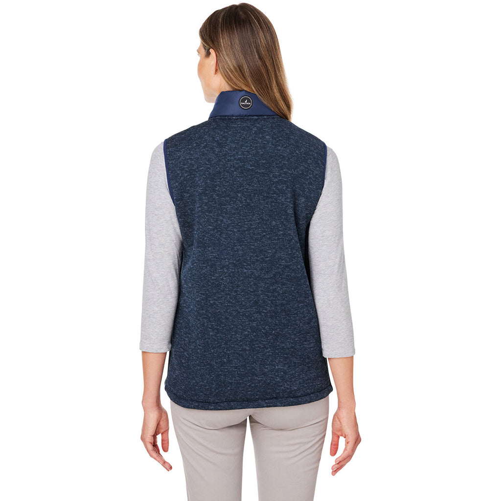 Nautica Women's Nautical Navy/Nautical Navy Heather Harbor Puffer Vest