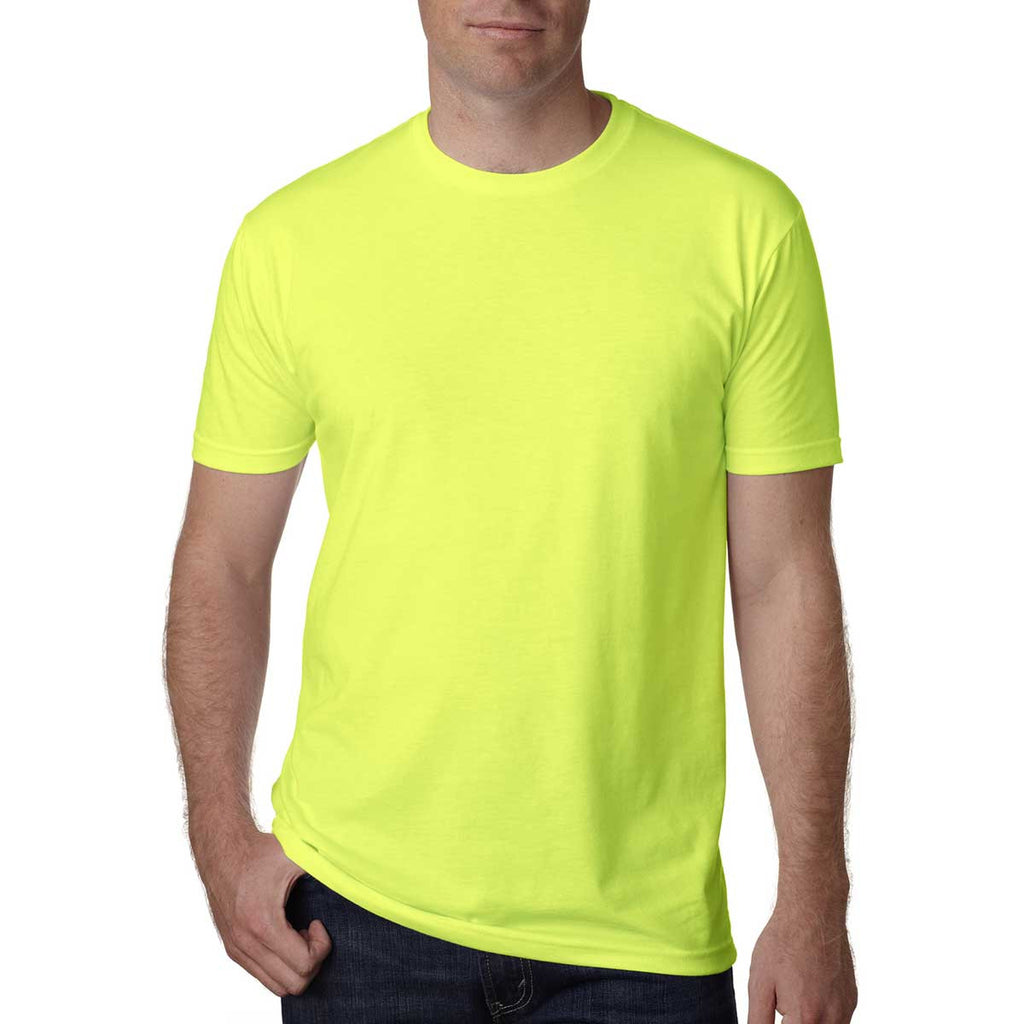 Next Level Men's Neon Yellow Premium Fitted CVC Crew Tee