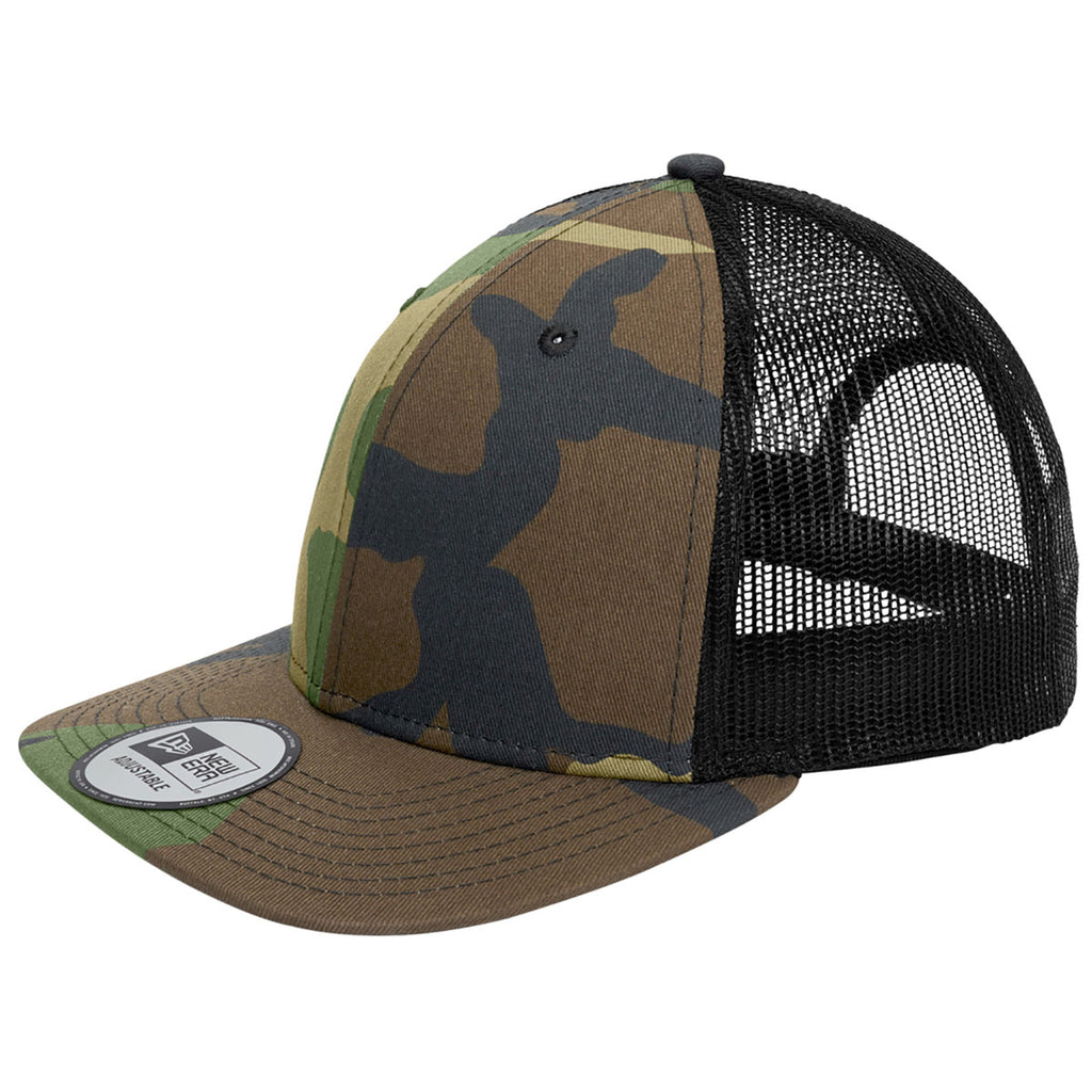 New Era Camo/ Black Snapback Low Profile Trucker Cap