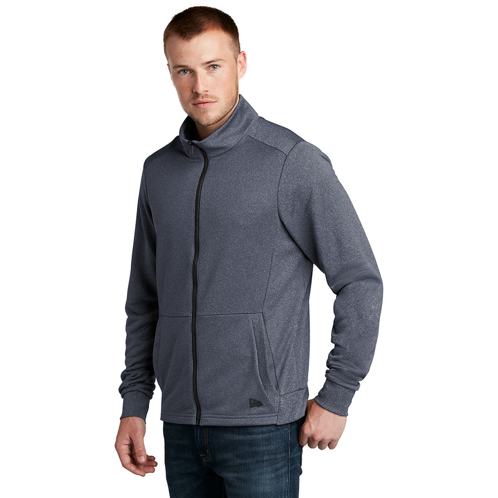 New Era Men's True Navy Heather Performance Terry Full-Zip