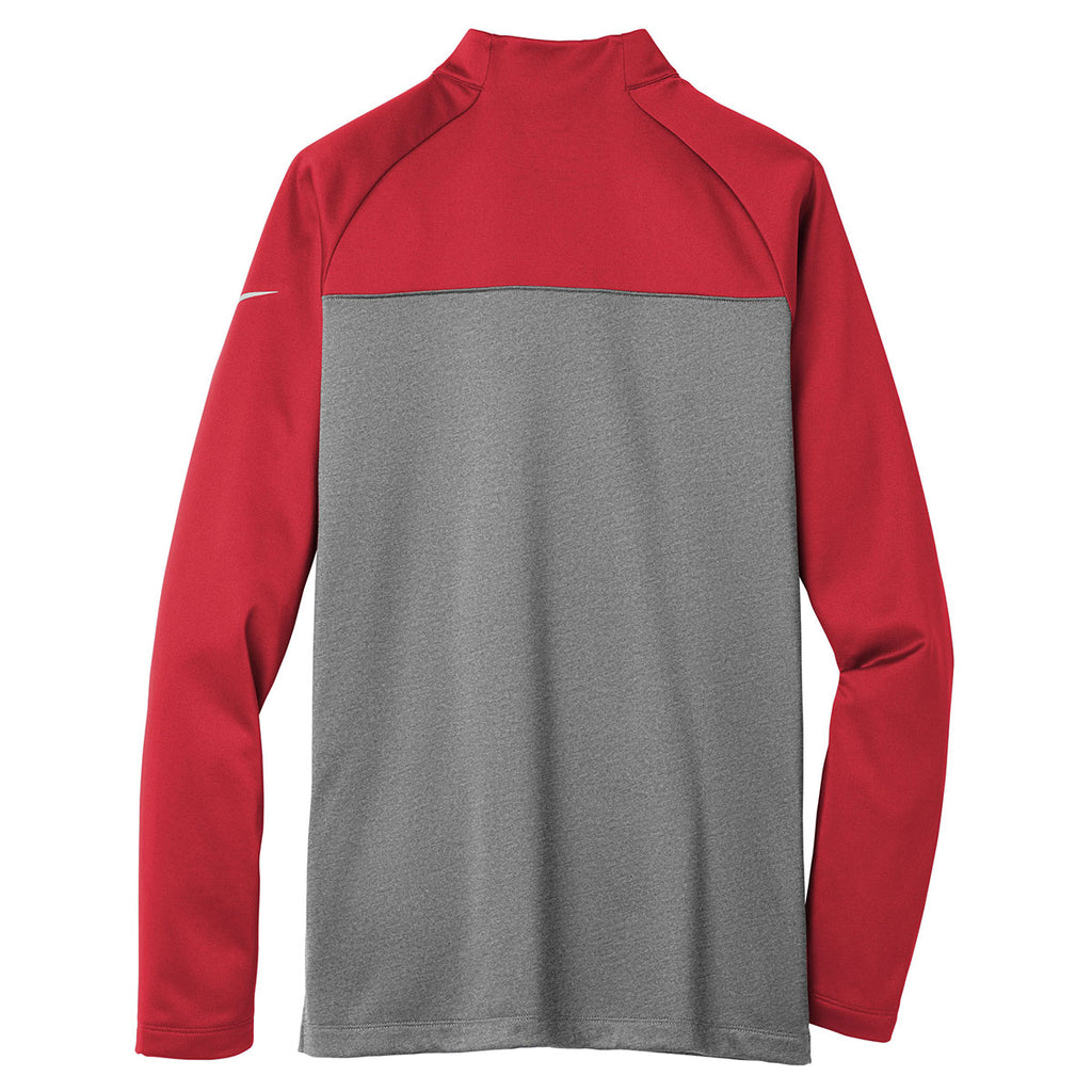 Nike Men's Gym Red/Dark Grey Heather Therma-FIT 1/2-Zip Fleece