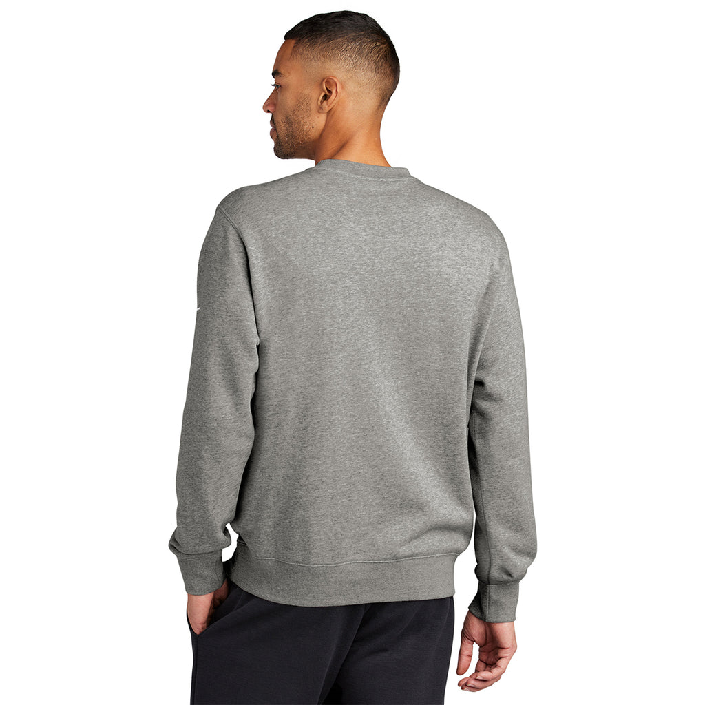 Nike Men's Dark Grey Heather Club Fleece Sleeve Swoosh Crew