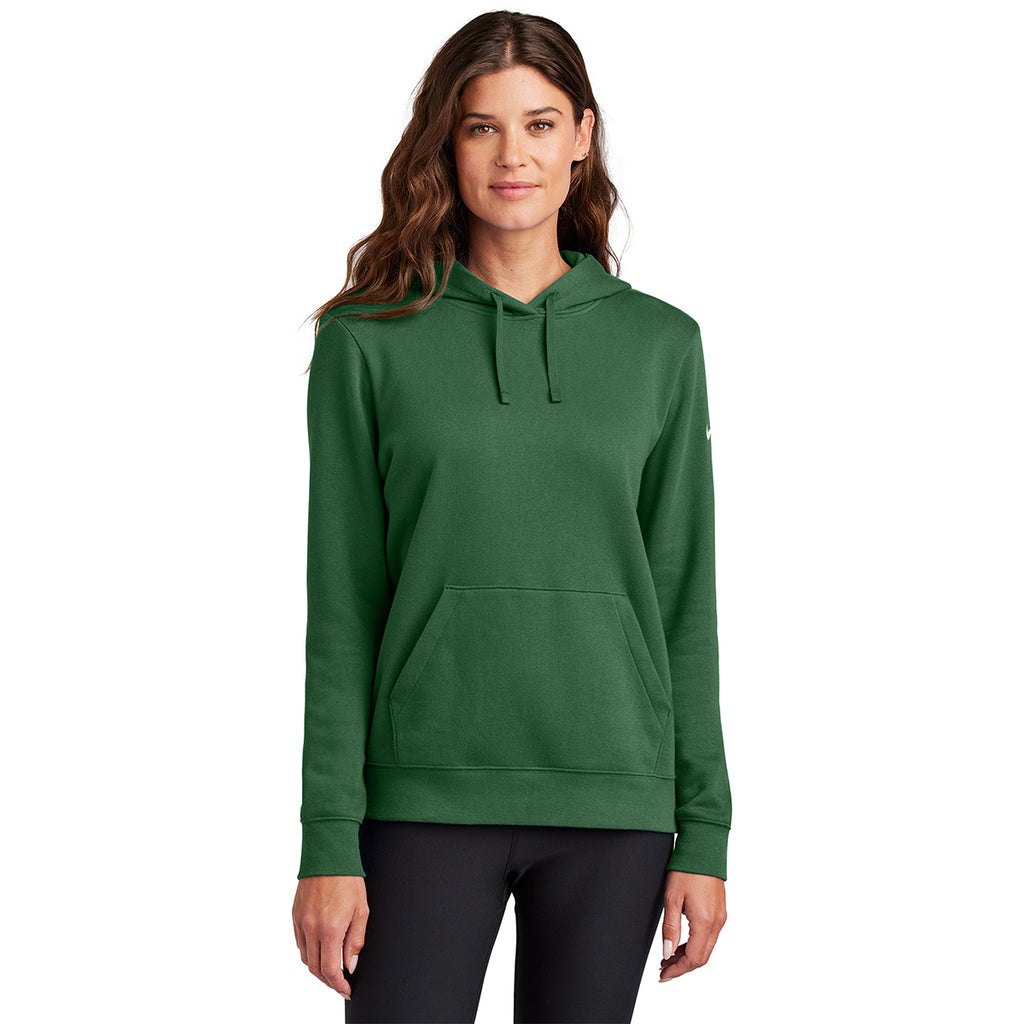 Nike Women's Gorge Green Club Fleece Sleeve Swoosh Pullover Hoodie