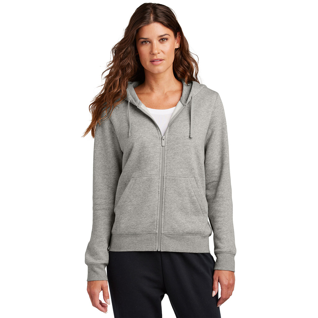 Nike Women's Dark Grey Heather Club Fleece Sleeve Swoosh Full-Zip Hoodie