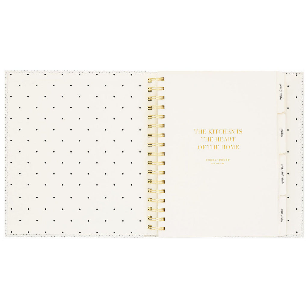 Sugar Paper Off White and Black Dot Recipe Book