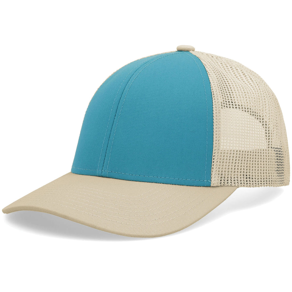 Pacific Headwear Beige/Teal/Beige Low-Pro Trucker Cap