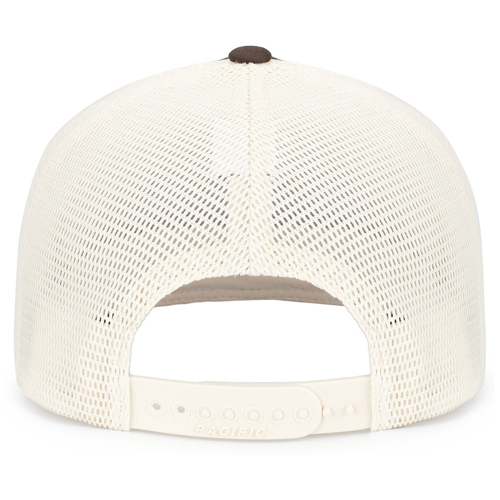 Pacific Headwear Grey Brown/Beige/Grey BrownContrast Stitch Trucker Pacflex Snapback Cap