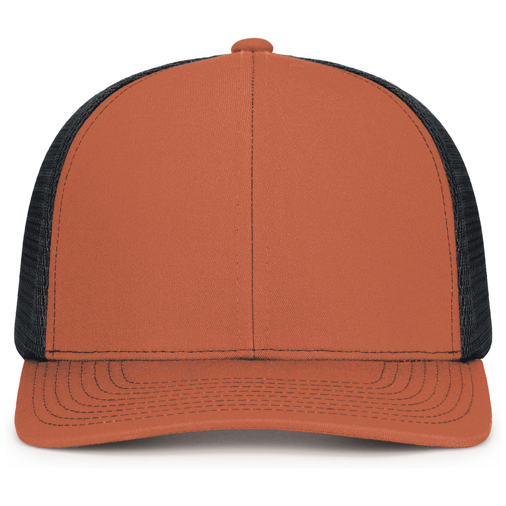 Pacific Headwear Rust/Light Charcoal/RustContrast Stitch Trucker Pacflex Snapback Cap