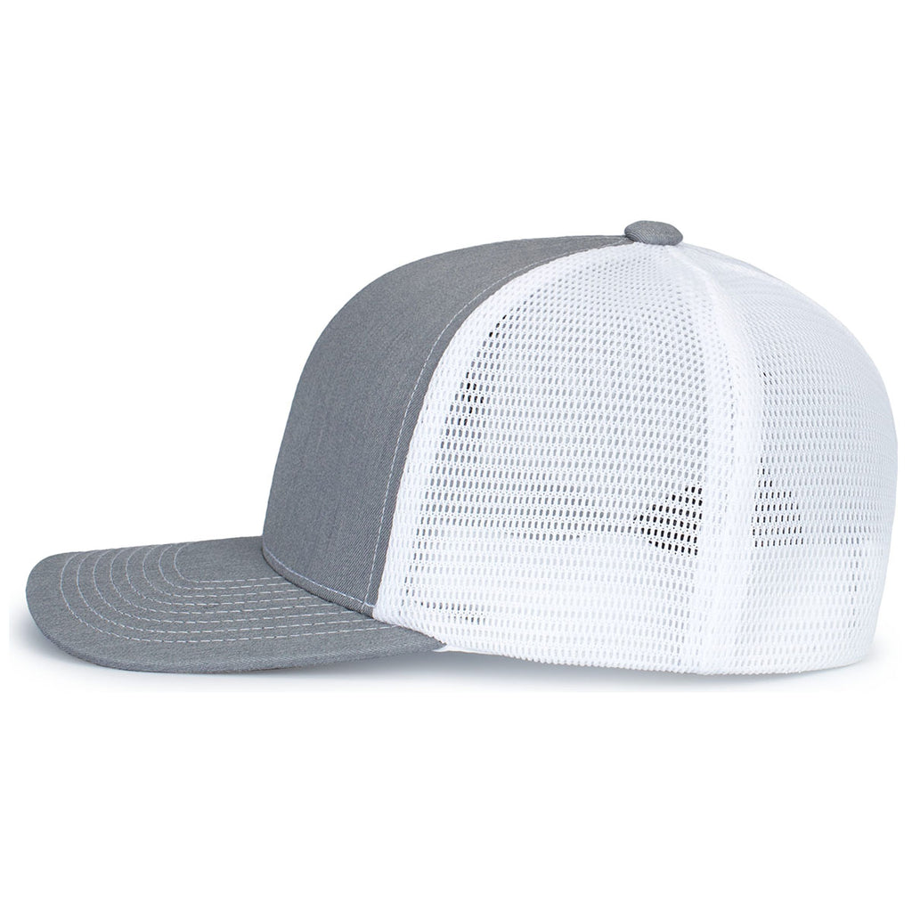 Pacific Headwear Heather Grey/White/Heather GreyContrast Stitch Trucker Pacflex Snapback Cap