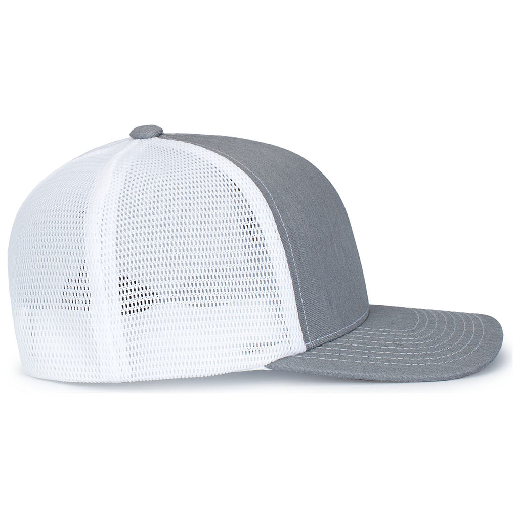 Pacific Headwear Heather Grey/White/Heather GreyContrast Stitch Trucker Pacflex Snapback Cap