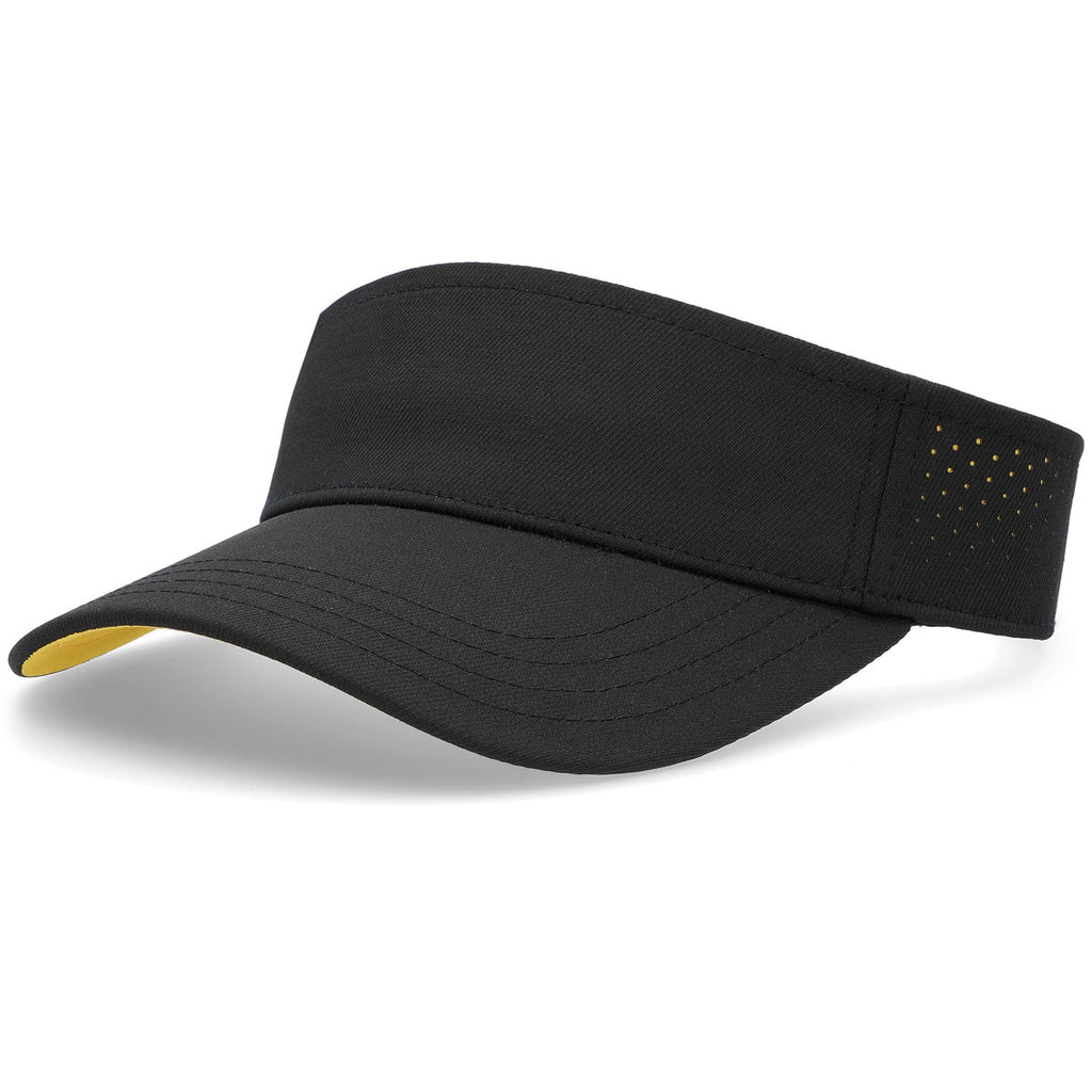 Pacific Headwear Black/Gold Perforated Coolcore Visor