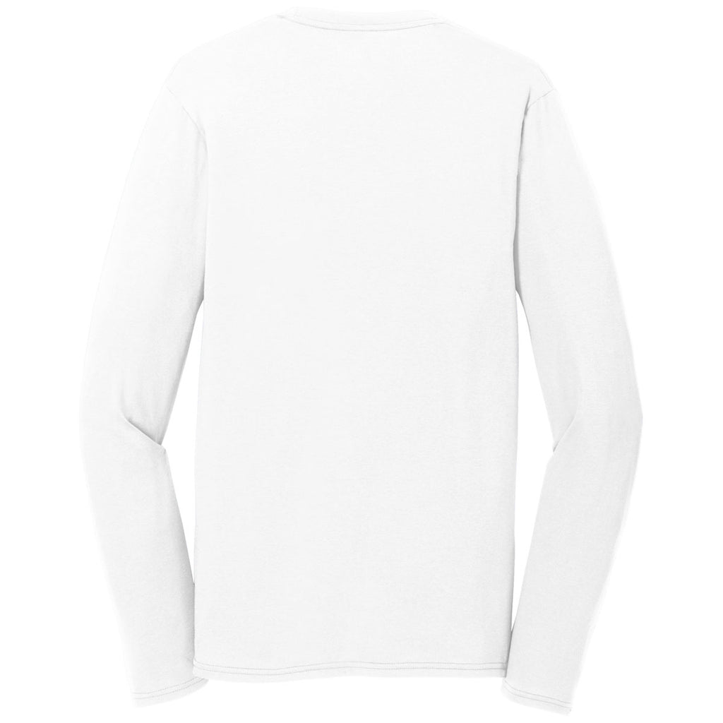 Port & Company Men's White Long Sleeve Performance Blend Tee