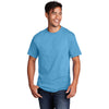 Port & Company Men's Aquatic Blue Core Cotton DTG Tee