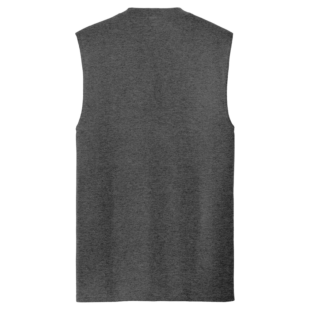 Port & Company Men's Dark Heather Grey Core Cotton Sleeveless Tee