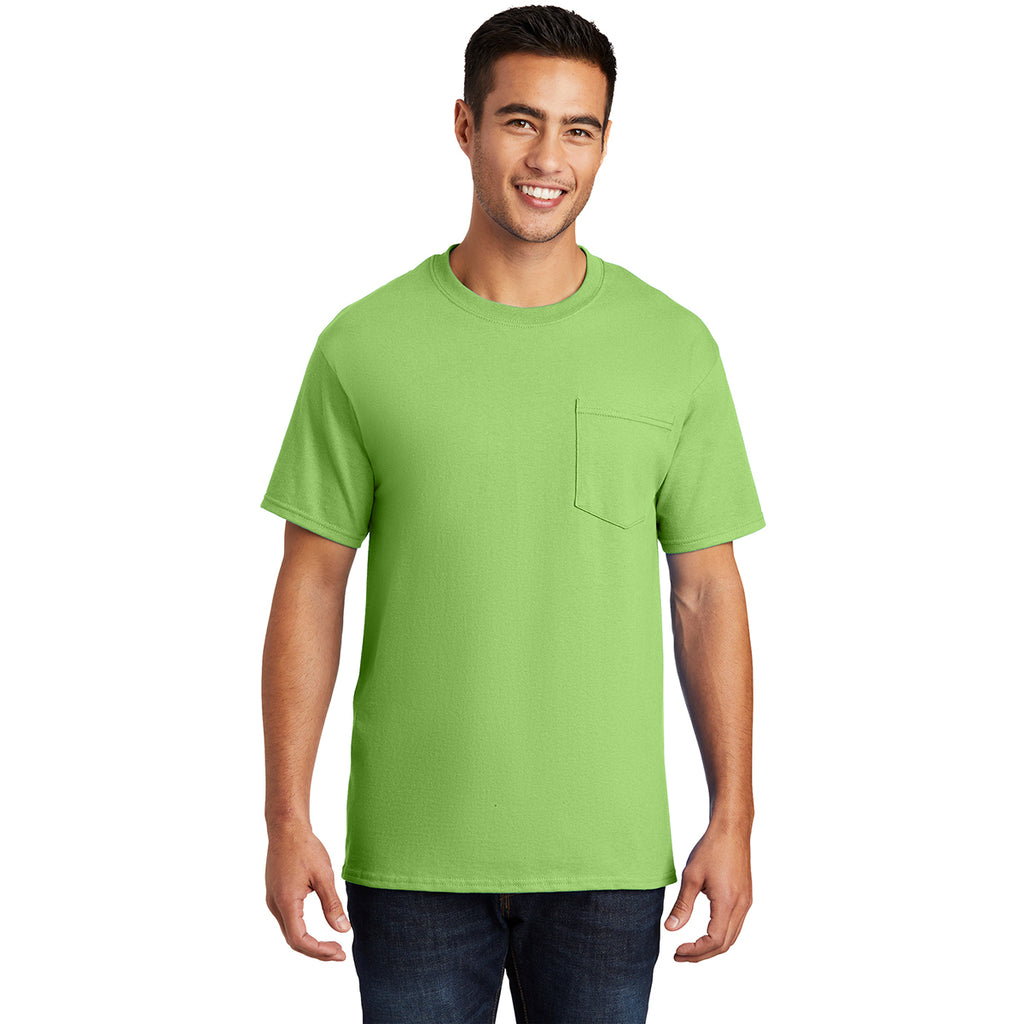 Port & Company Men's Lime Essential Pocket Tee