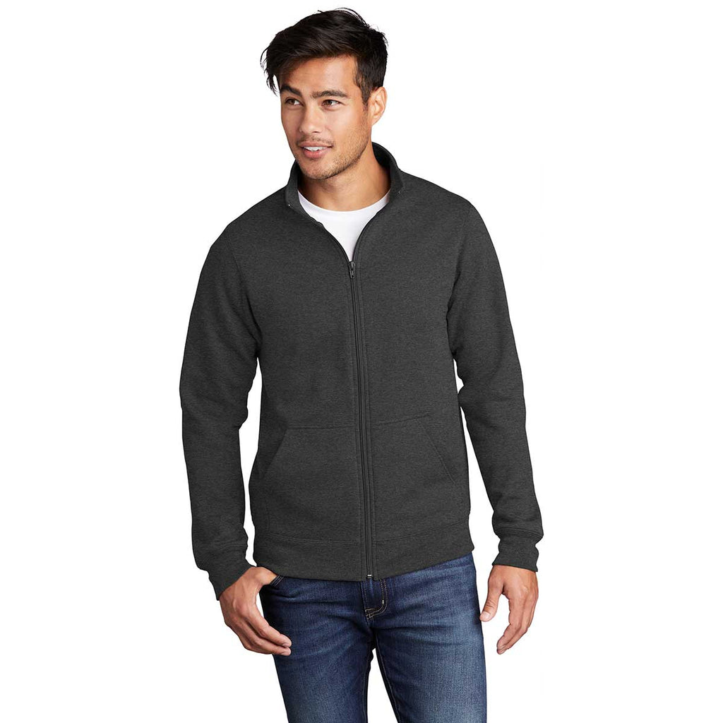 Port & Company Men's Dark Heather Grey Core Fleece Cadet Full-Zip Sweatshirt