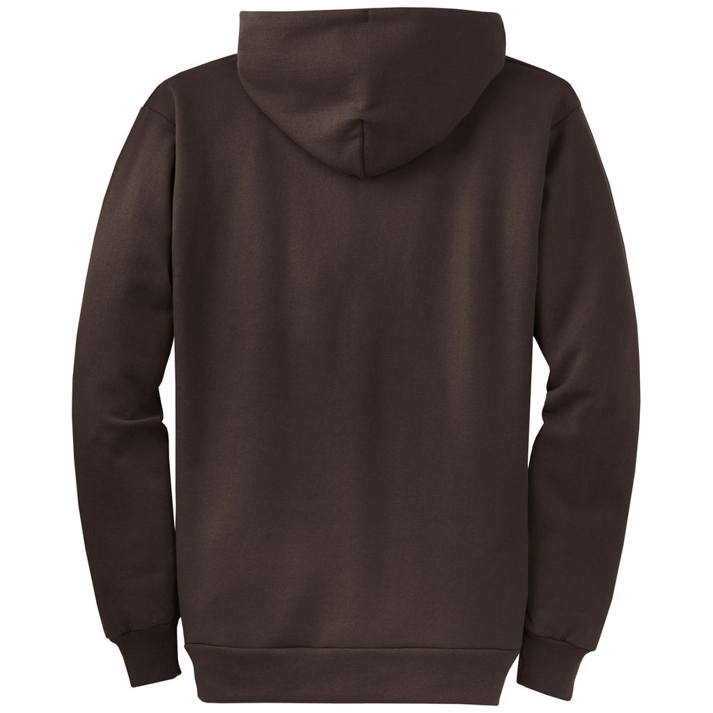 Port & Company Men's Dark Chocolate Brown Core Fleece Full-Zip Hooded Sweatshirt