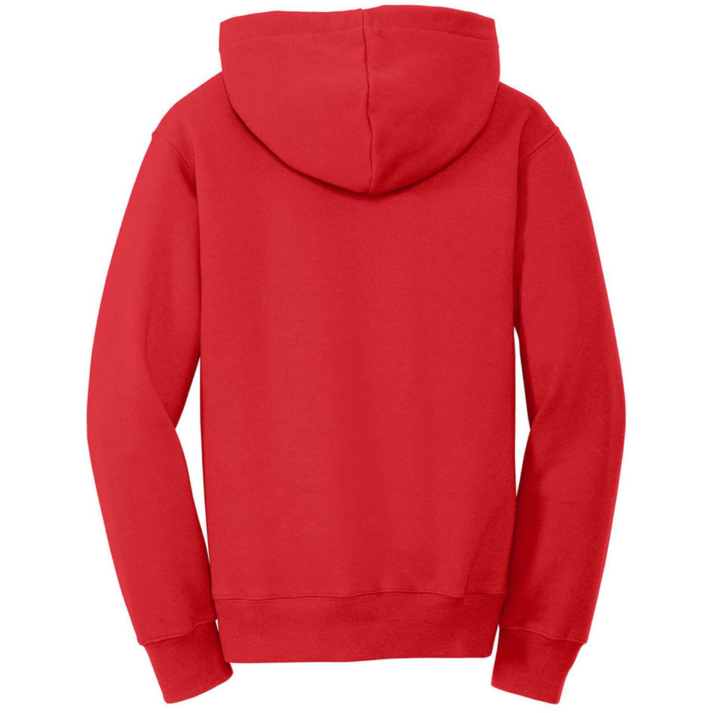 Port & Company Youth Bright Red Fan Favorite Fleece Pullover Hooded Sweatshirt