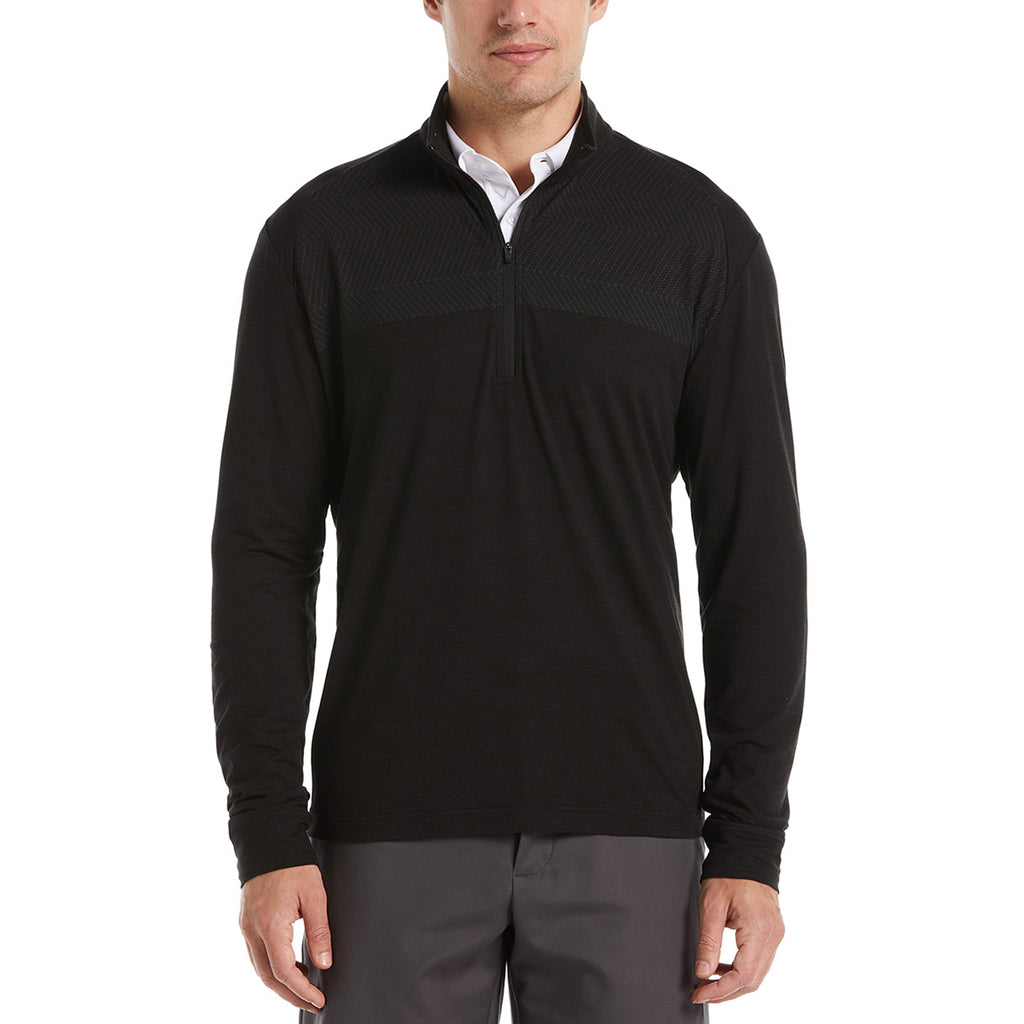 Perry Ellis Men's Black Heather 1/4 Zip Pullover