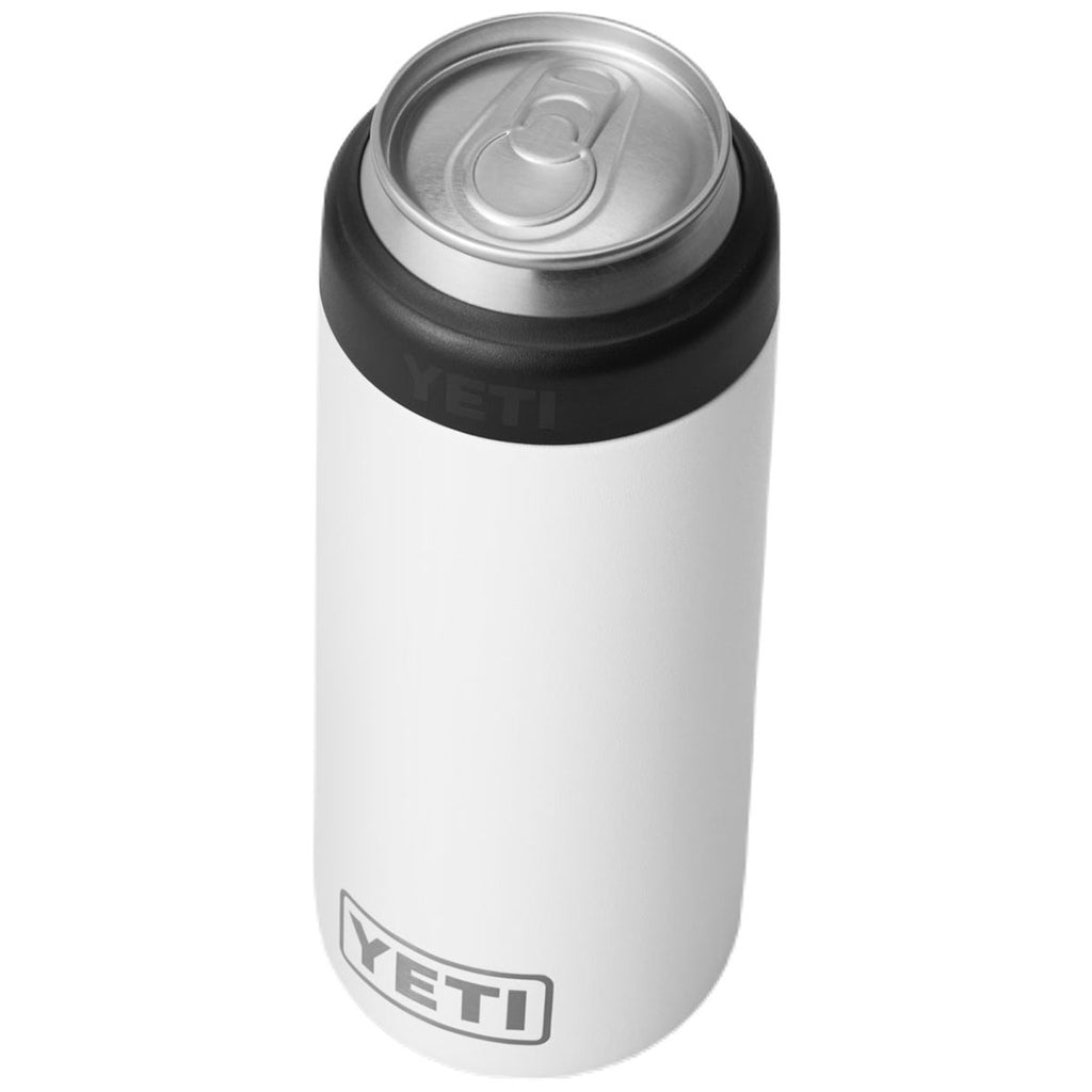 YETI White Rambler 12 oz Colster Slim Can Cooler