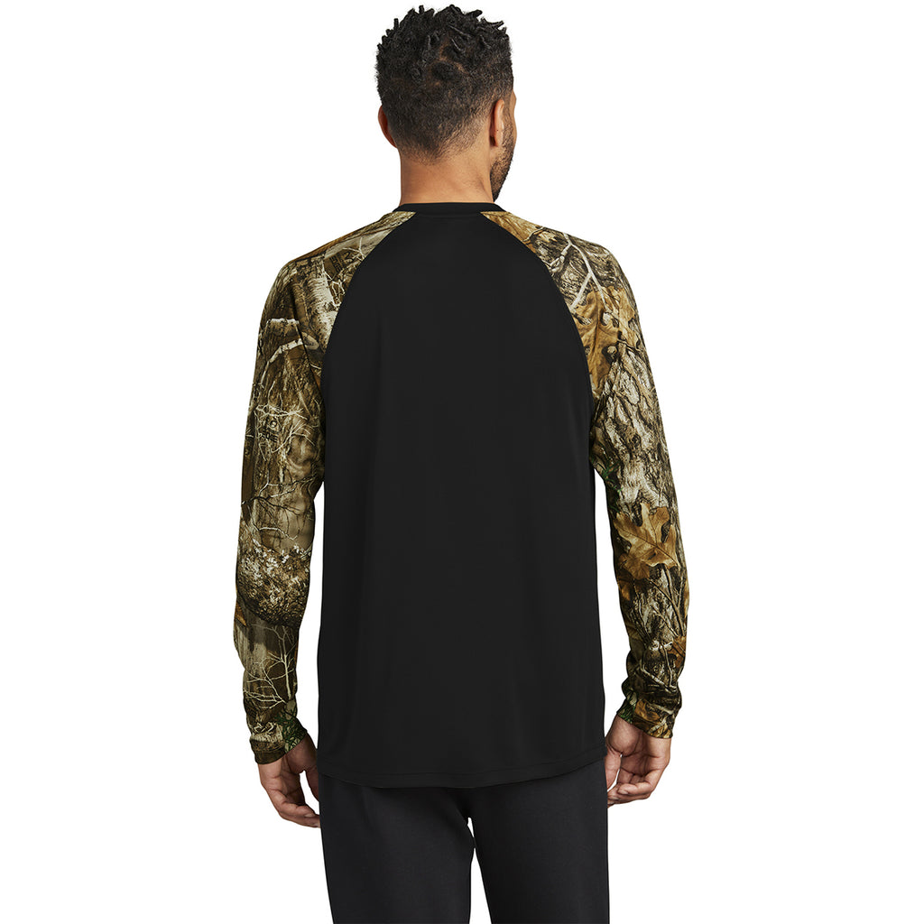 Russell Outdoors Men's Black/ Realtree Edge Realtree Colorblock Performance Long Sleeve Tee