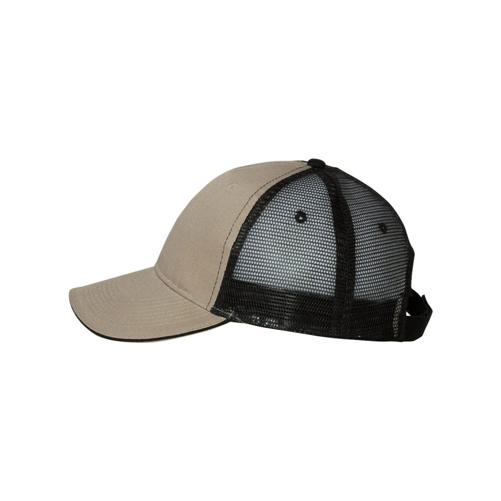 Valucap Khaki/Black Sandwich Trucker Cap