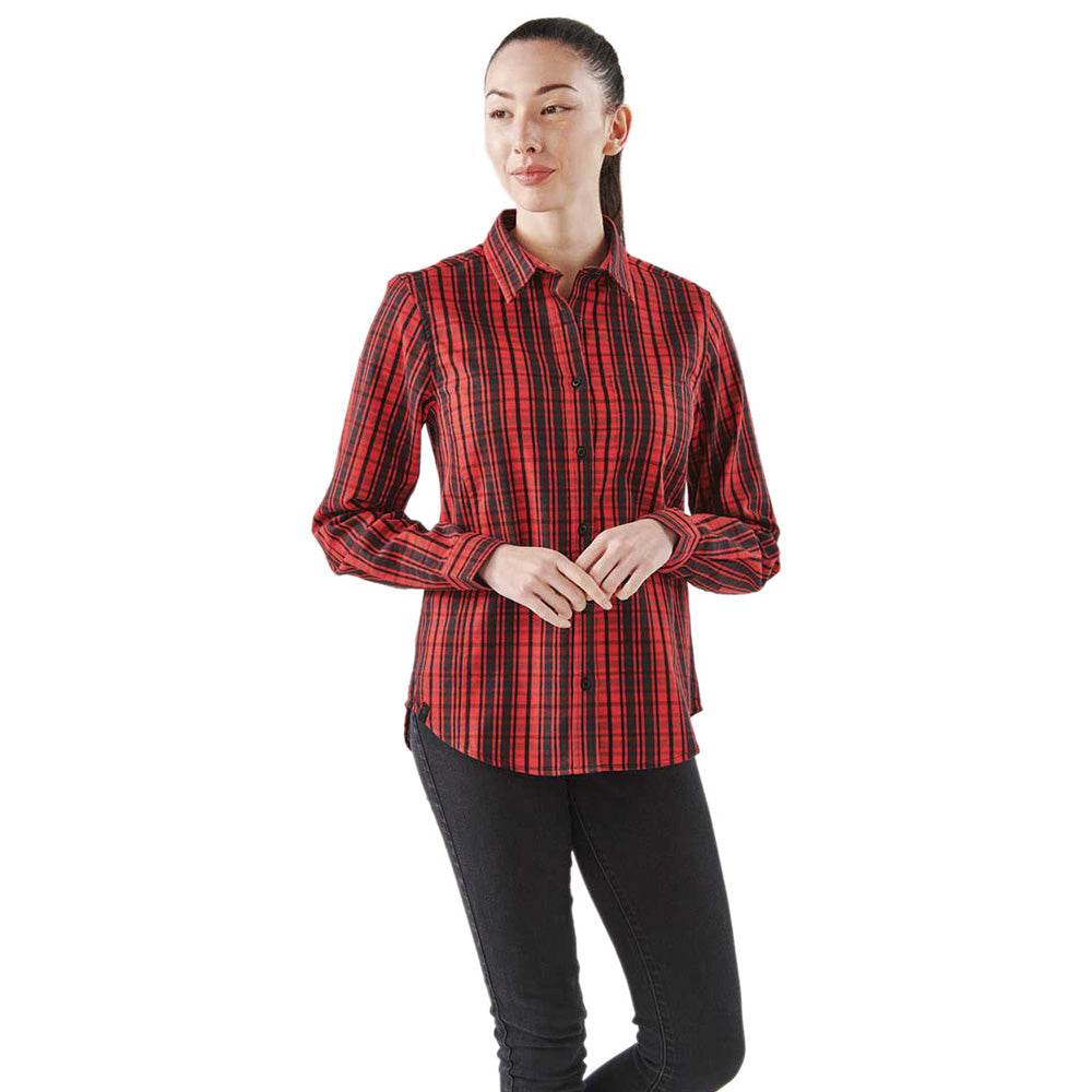 Stormtech Women's Red Plaid Muirfield Performance Long Sleeve Shirt