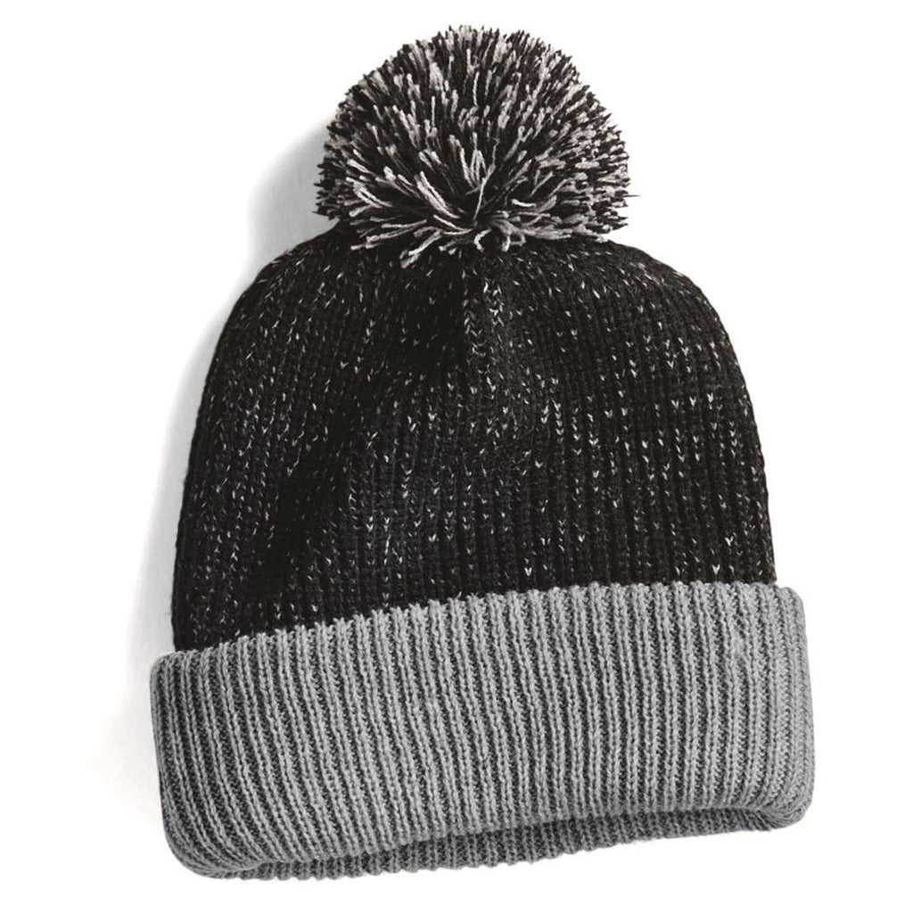 Sportsman Black/Grey 12" Knit Speckled Pom-Pom Beanie