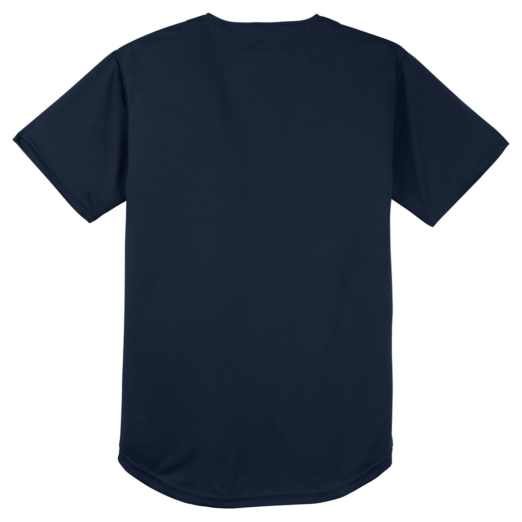 Sport-Tek Men's True Navy PosiCharge Tough Mesh Full-Button Jersey