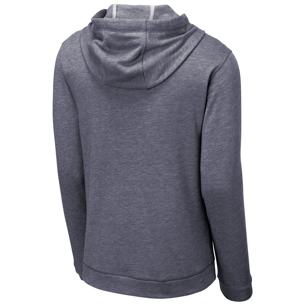 Sport-Tek Men's True Navy Heather PosiCharge Tri-Blend Wicking Fleece Hooded Pullover