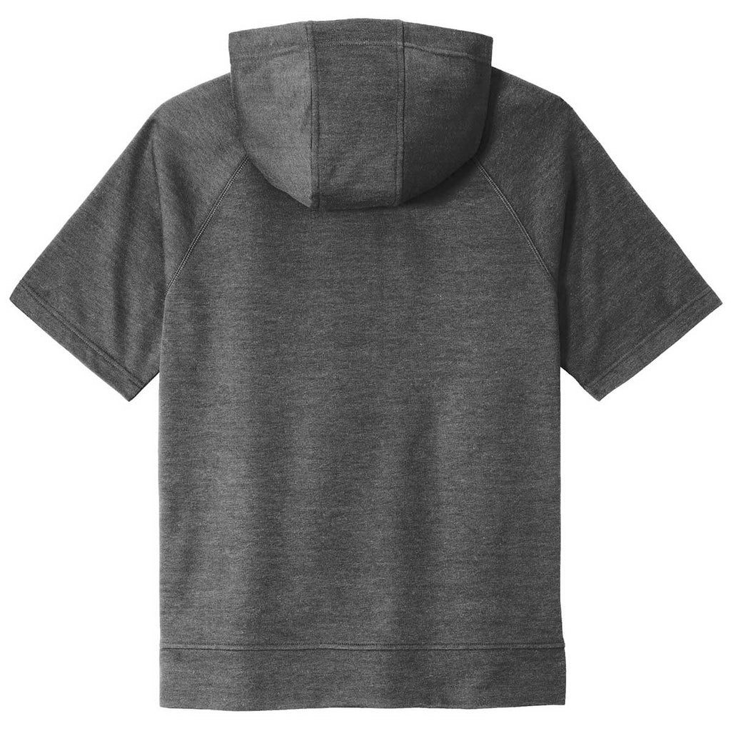 Sport-Tek Men's Dark Grey Heather PosiCharge Tri-Blend Wicking Fleece Short Sleeve Hoodie