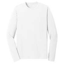 Sport-Tek Men's White PosiCharge RacerMesh Long Sleeve Tee