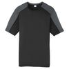 Sport-Tek Men's Black/ Iron Grey PosiCharge Competitor Sleeve-Blocked Tee