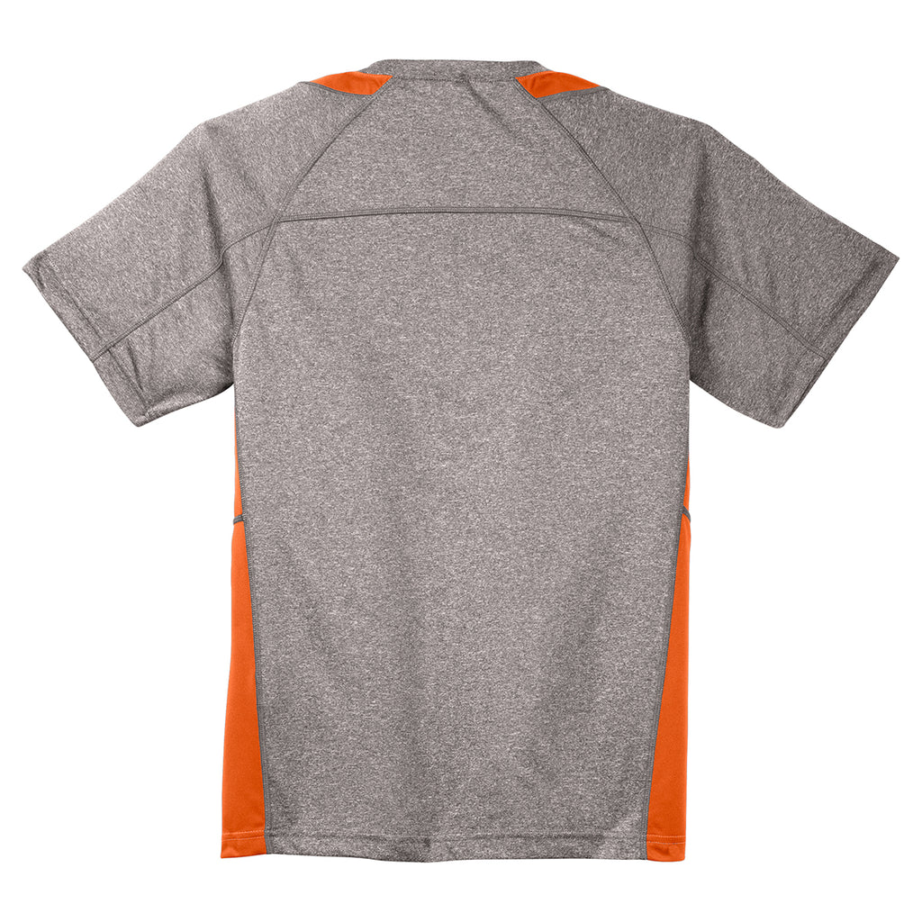 Sport-Tek Men's Vintage Heather/Deep Orange Heather Colorblock Contender Tee