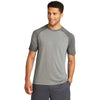 Sport-Tek Men's Dark Grey Heather/Light Grey Heather PosiCharge Tri-Blend Wicking Raglan Tee