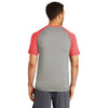 Sport-Tek Men's True Red Heather/Light Grey Heather PosiCharge Tri-Blend Wicking Raglan Tee