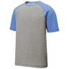 Sport-Tek Men's True Royal Heather/Light Grey Heather PosiCharge Tri-Blend Wicking Raglan Tee