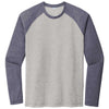 Sport-Tek Men's True Navy Heather/Light Grey Heather PosiCharge Long Sleeve Tri-Blend Wicking Raglan Tee