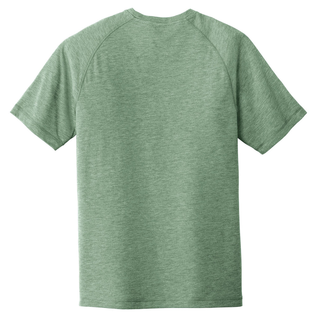 Sport-Tek Men's Forest Green Heather PosiCharge Tri-Blend Wicking Raglan Tee