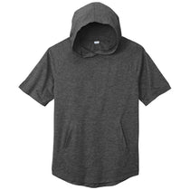 Sport-Tek Men's Dark Grey Heather Posicharge Tri-Blend Wicking Short Sleeve Hoodie