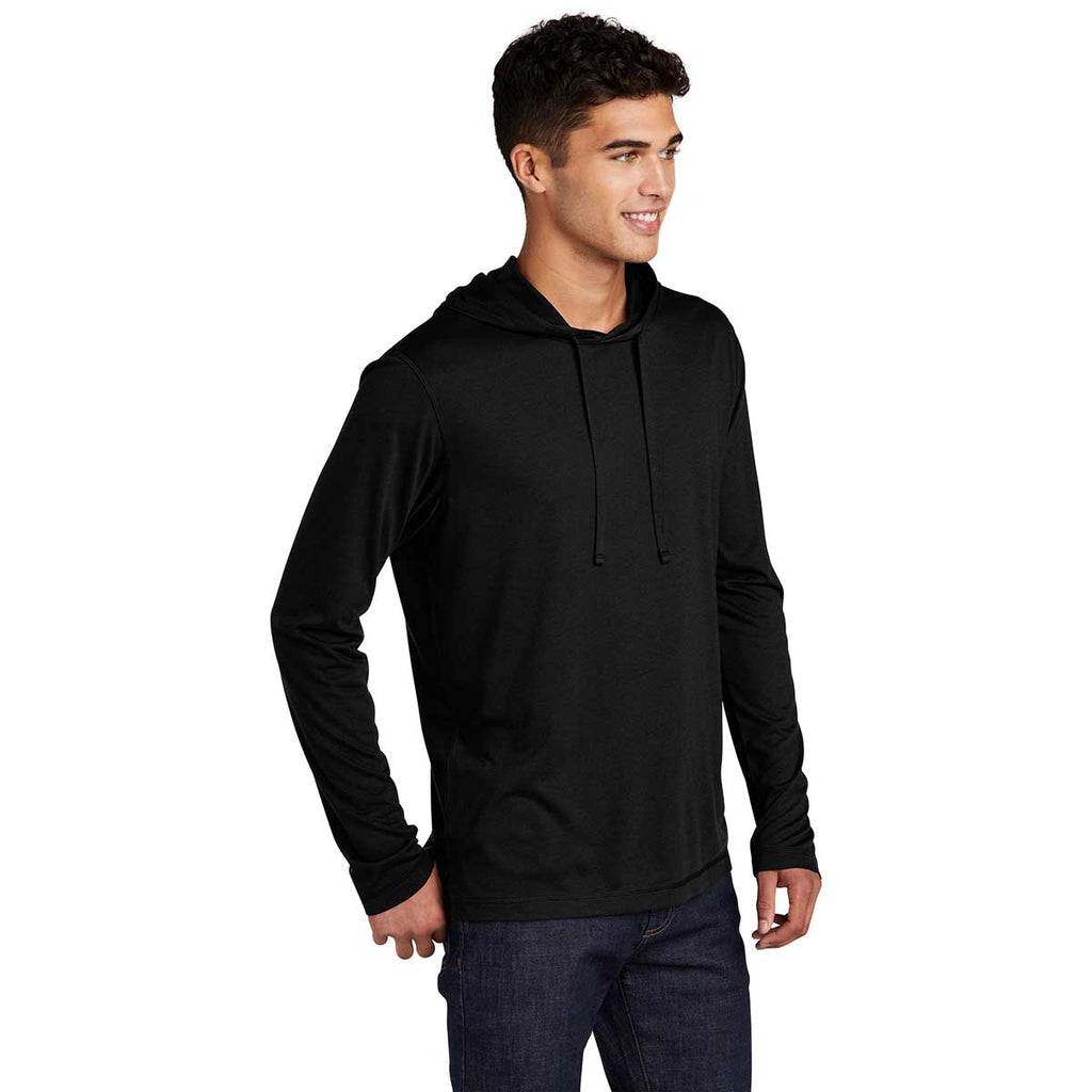 Sport-Tek Men's Black Triad Solid Posicharge Tri-Blend Wicking Long Sleeve Hoodie